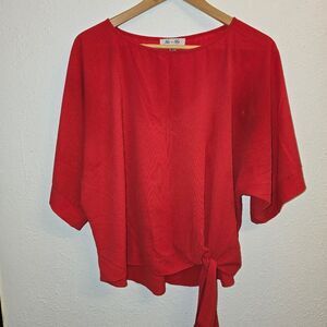 She & Sky Red Knot Top blouse.